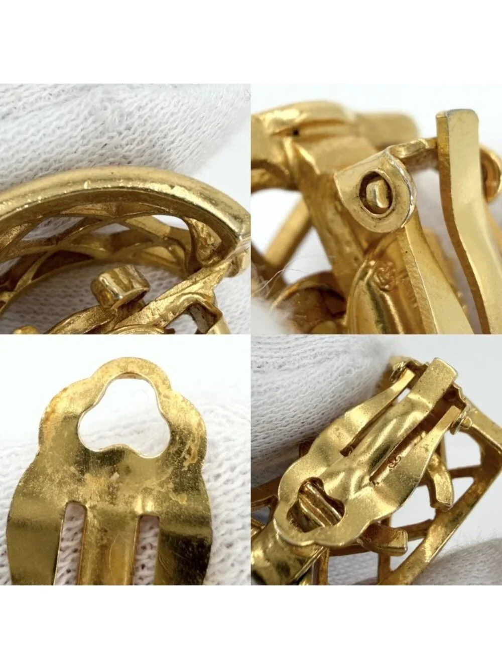 Chanel Earrings CC Logo Accessory Vintage Gold Plated
